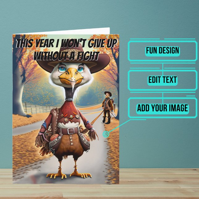 Carte La Turquie veut combattre l'action de grâces (Share your gratitude this year with a Thanksgiving greeting card using a fun and funny design.)