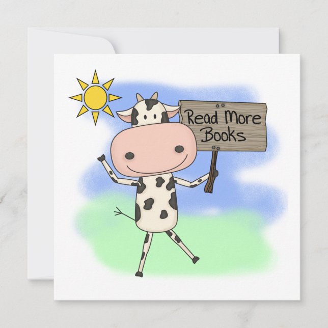 Carte La vache Lire Plus De Livres (Devant)