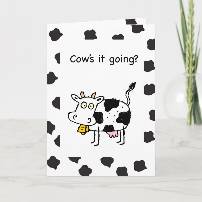 Carte La vache va, je pense à toi, drôle (Devant)