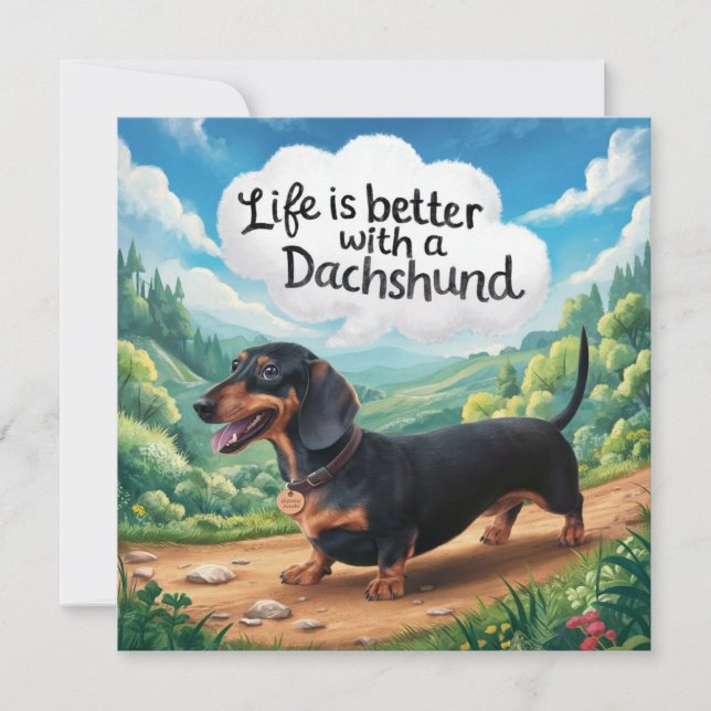 Carte La Vie Est Meilleure Avec Un Dachshund (Devant)