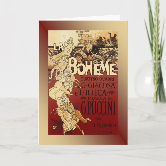 Carte LaBoheme ~ Opéra Puccini 1896 avec Arrière - plan (Devant)