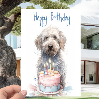 Carte Labradoodle au gâteau - Amoureux de les chiens Joy