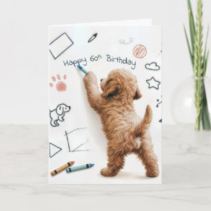 Carte Labradoodle Doodling pour 60e anniversaire