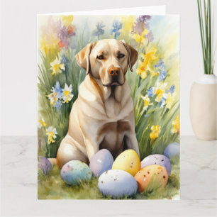 Carte Labrador avec oeufs de Pâques