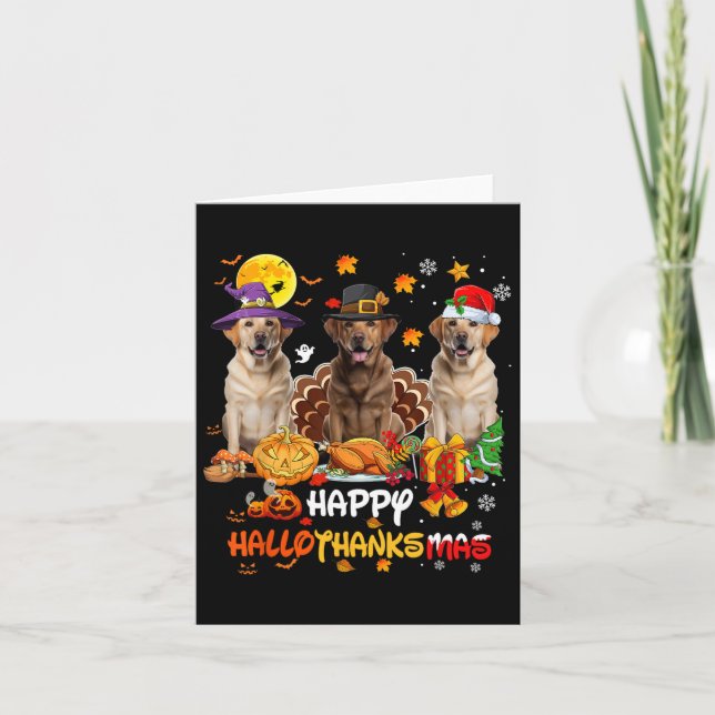 Carte Labrador Chien Halloween Joyeux Thanksgiving Joyeu (Devant)
