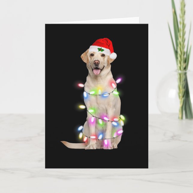 Carte Labrador Chien Père Noël Noël Arbre Lumières Noël  (Devant)