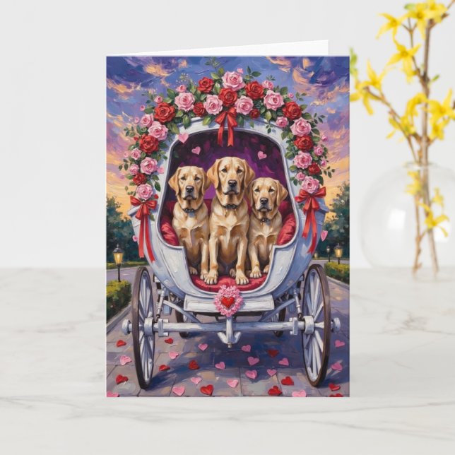 Carte Labrador Fête de la Saint-Valentin  (Fleur jaune)