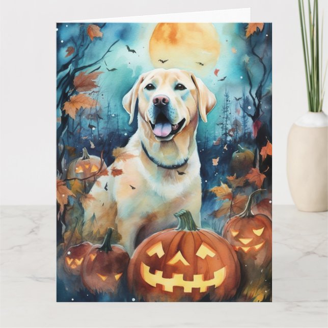 Carte Labrador Halloween avec la peur Citrouille (Devant)