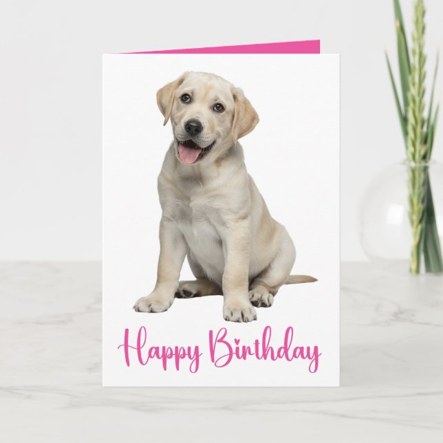 Carte Labrador Retriever Anniversaire Yellow Lab Chien c (Devant)
