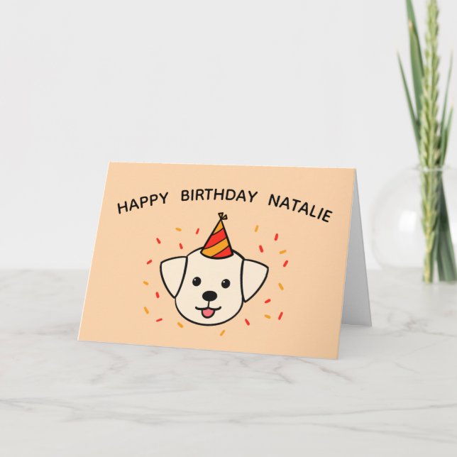 Carte Labrador Retriever Chien | Anniversaire orange pli (Devant)