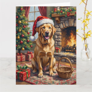 Carte Labrador Retriever Chien Noël Classique de Famille