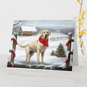 Carte Labrador Retriever Dog in Snow Christmas