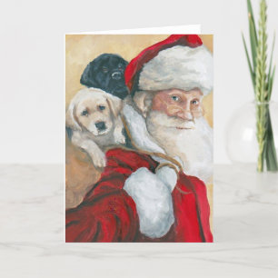 Carte Labrador Retriever Pup Père Noël Dog Art Grey Card