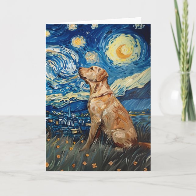Carte Labrador Retriever Yellow Lab Chien Starry Night (Devant)