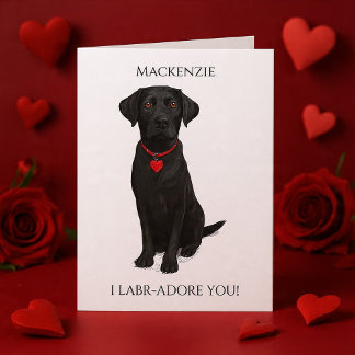 Carte  Labrador With Love Heart Adore You Personalized