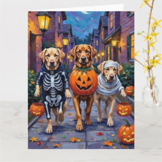 Carte Labradors faisant Trick-or-Treat dans des costumes