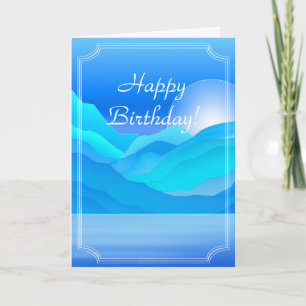 Carte Lac Bleu et montagnes Joyeux anniversaire