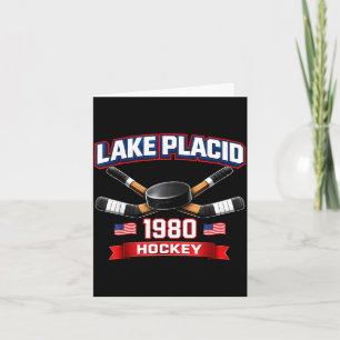 Carte Lac placide 1980 hockey vintage puck usa new york