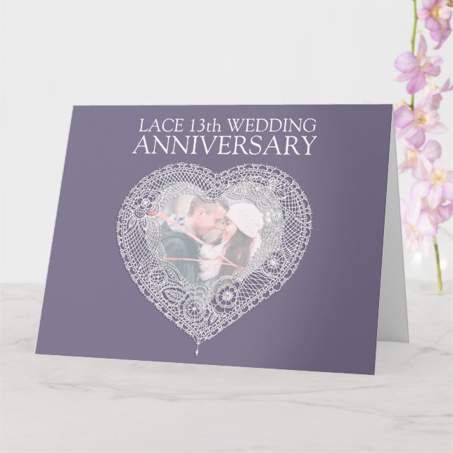 Carte Lace 13e anniversaire de mariage démesuré (Orchidée)