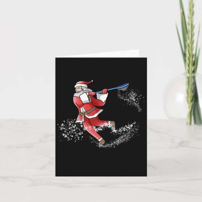 Carte Lacrosse Père Noël Cool de Noël Lax Sport vilain X (Devant)