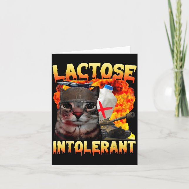 Carte Lactose Intolerant Silly Cat Meme Funny Saying Cat (Devant)