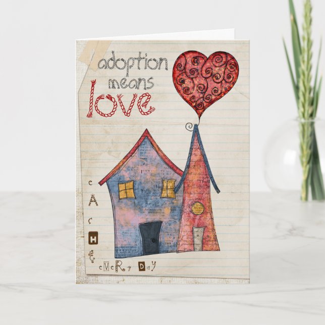 Carte l'adoption signifie l'amour (Devant)