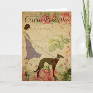Carte Lady and Greyhound Vintage French Postcard