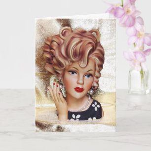 Carte Lady Head Vase Sassy Spiral Coiffure beauté en noi