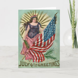 Carte Lady Liberty Stars & Stripes 4 juillet Vintage