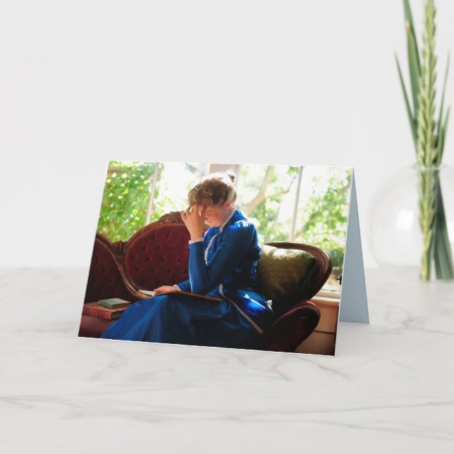 Carte Lady reading, citation victorienne (Devant)
