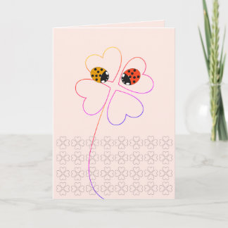 Carte Ladybird Heart Clover Pink Félicitations Mariage