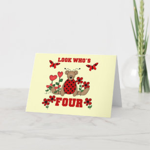 Carte Ladybug Bear 4th Birthday Tshirts et cadeaux