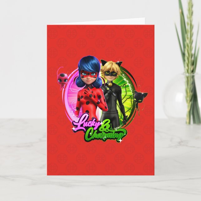 Carte Ladybug & Cat Noir | Lucky & Charming (Devant)