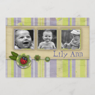 Carte Ladybug et rayures Photo Cadeau de voeux