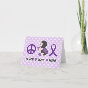 Carte Ladybug Peace Love Hope Purple Awareness Ruban
