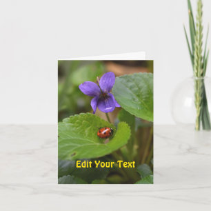 Carte Ladybug sur les fleurs de violet doux