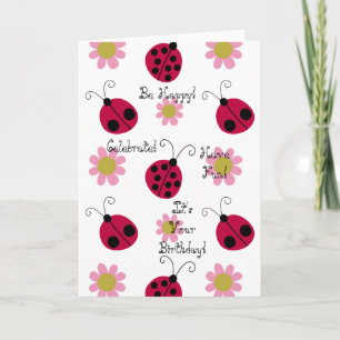 Carte Ladybugs et fleurs