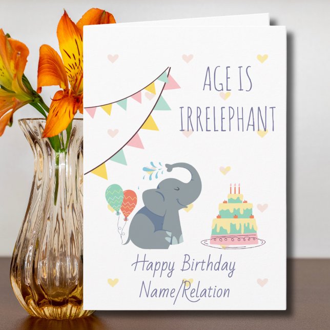 Carte L'âge est impeccable Eléphant mignon Anniversaire (Créateur téléchargé)