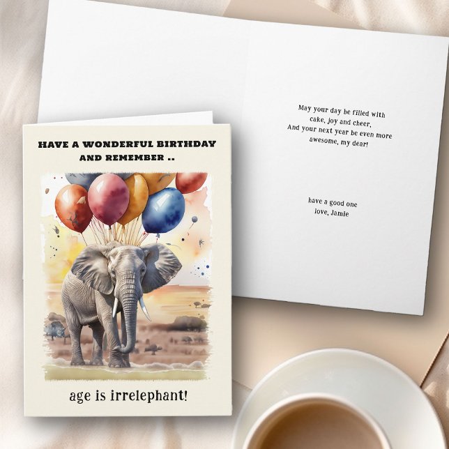Carte L'âge est irréfutable Eléphant Amusant Anniversair (Age is Irrelephant Funny Birthday Card)
