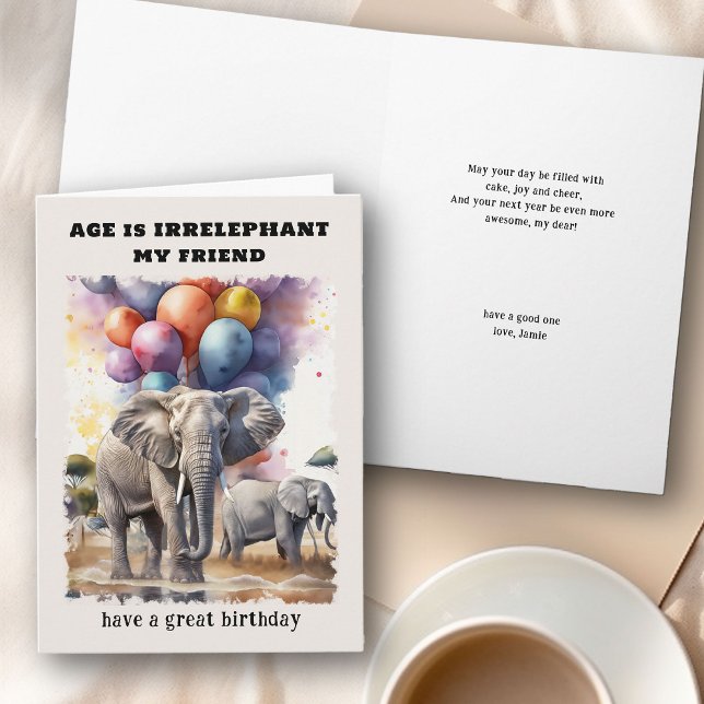 Carte L'âge est irréfutable Eléphants Amusants Anniversa (Age is Irrelephant Funny Birthday Card)