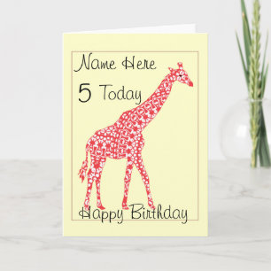 Carte L'âge personnalisé de l'enfant Giraffe Anniversair