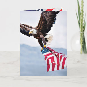Carte L'aigle à tête blanche avec un papa drapeau