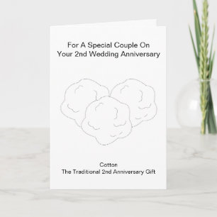 Carte Laine de coton Personnalisé 2e anniversaire Mariag