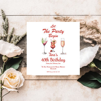 Carte Laissez la fête commencer Anniversaire Adulte 40 a