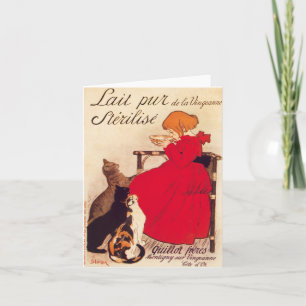 Carte Lait antique vintage Theophile Steinlen de fille
