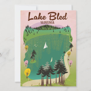 Carte Lake Bled affiche de voyage de style vintage Slové