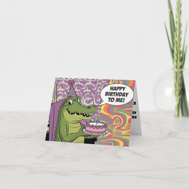 Carte l'alligator porte un anniversaire heureux pour moi (Devant)
