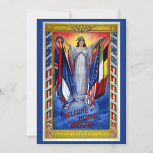 Carte L'Amérique patriotique vintage, Paix Justice Liber
