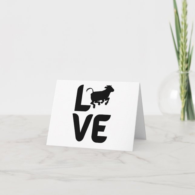 Carte L'amour avec la vache comme un O BLANK (Devant)