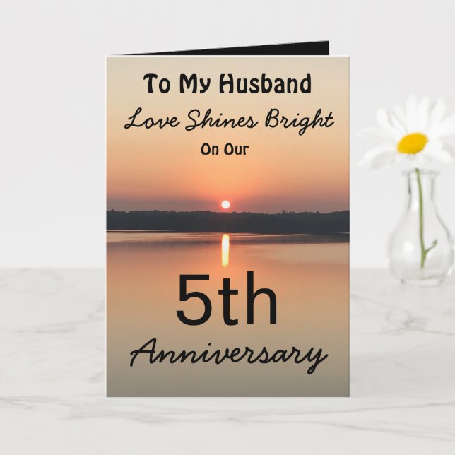 Carte L'Amour du Mari du 5e anniversaire brille (Petite plante)